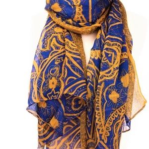 NEW, SUNSET GOLD AND ROYAL BLUE, LINEN & COTTON